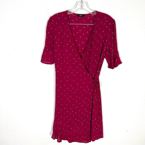 Rails Sz S Aimee Wrap Dress in Rouge Offset Dot - Picture 2 of 9